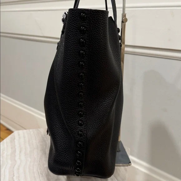 Rebecca Minkoff Black Studded Pebbled Leather Unlined Tote Wallet Set - Picture 6 of 17